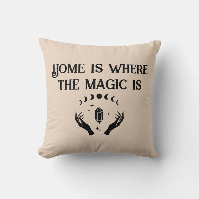 Cojín Decorativo El hogar es donde la magia (Anverso)