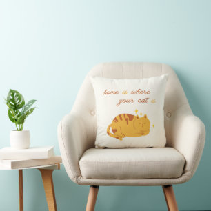 Cojín Decorativo El hogar está donde está tu gato Gato lindo