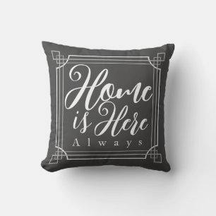 Cojín Decorativo "El hogar siempre está aquí" Gray