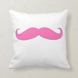 Cojín Decorativo El humor rosado del bigote del negro del bigote se