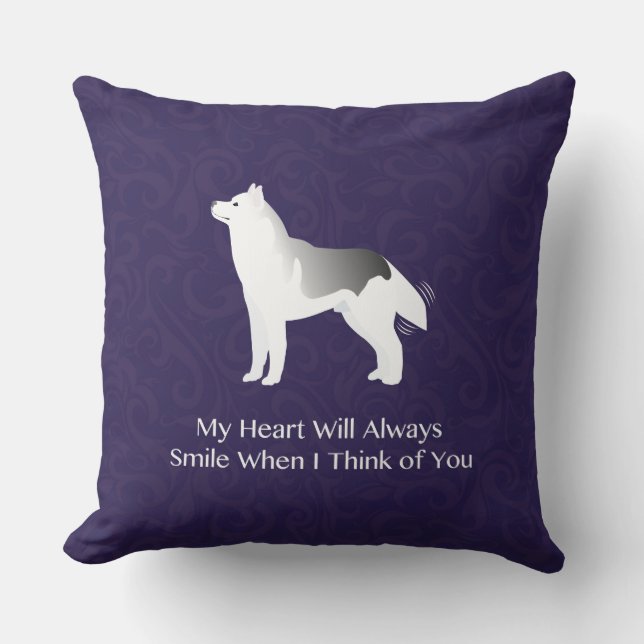 Cojín Decorativo El Husky Perro Siberiano Plateado pensando en ti (Anverso)