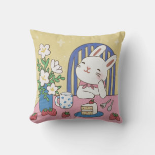 Cojín Decorativo El Ilustracion del té de Bunny