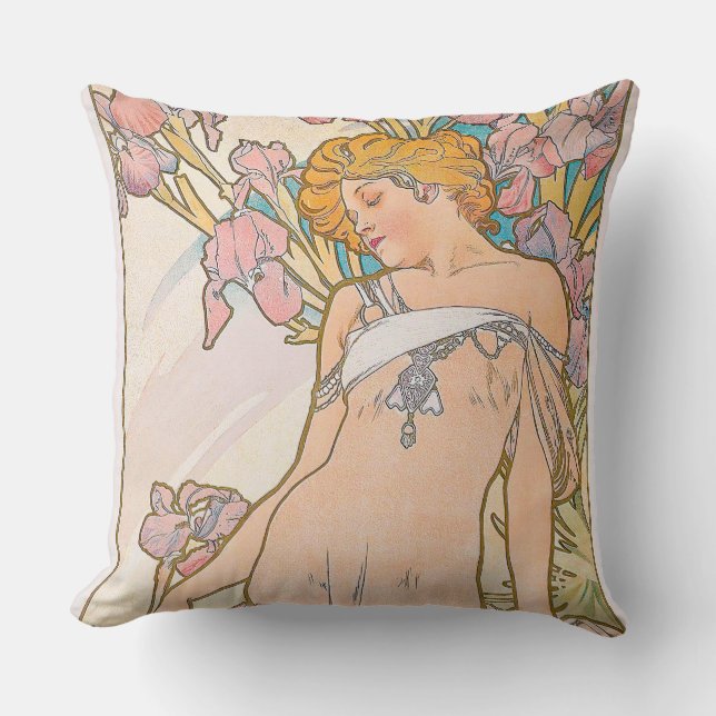 Cojín Decorativo El Iris (1897) de Alphonse Mucha (Anverso)