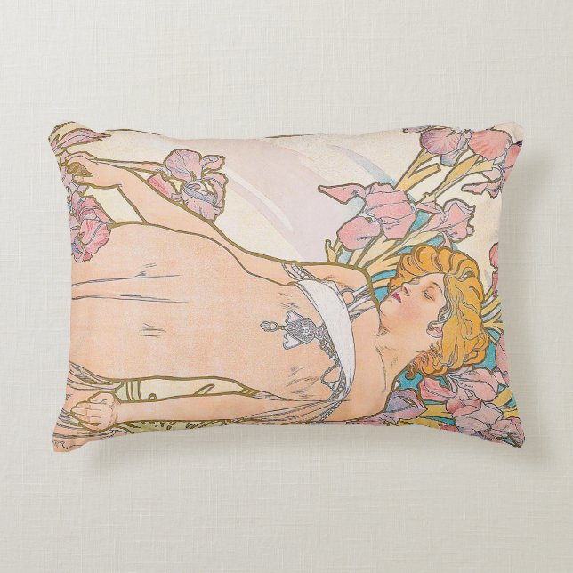 Cojín Decorativo El Iris (1897) de Alphonse Mucha (Anverso)