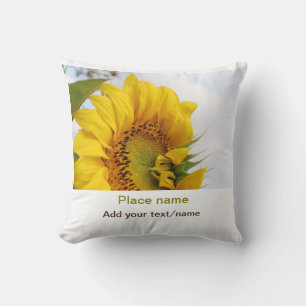 Cojín Decorativo El jardín de girasol amarillo añade el nombre de t