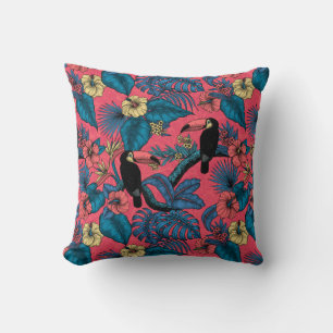 Cojín Decorativo El jardín turístico en rojo y azul