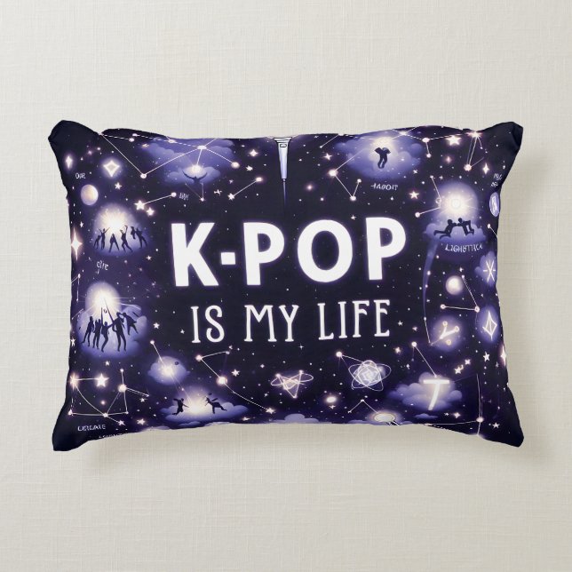 Cojín Decorativo El K-pop es mi vida flotando entre las estrellas (Anverso)
