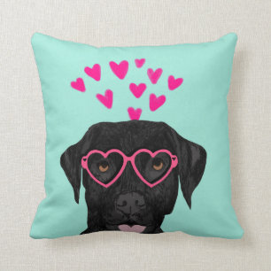 Cojín Decorativo El Labrador Negro San Valentín amor el Pillow