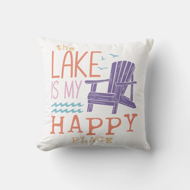 Cojín Decorativo El Lago Es Mi Lugar Feliz (Anverso)