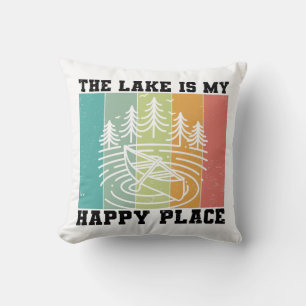 Cojín Decorativo El lago es mi lugar feliz en el lago Vintage