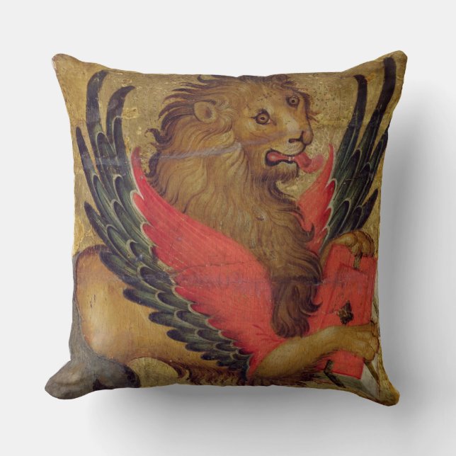 Cojín Decorativo El león de St Mark (aceite en el panel) (Anverso)