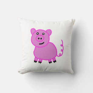 Cojín Decorativo El lindo cerdo rosa de cola larga