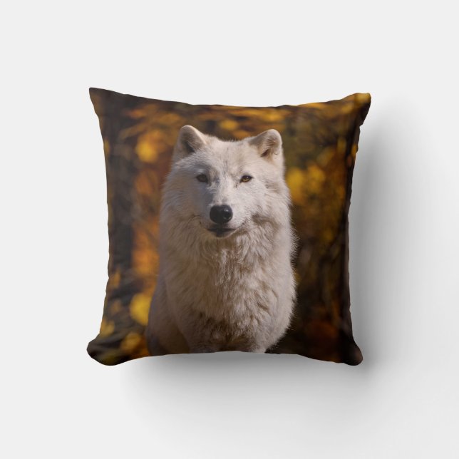 Cojín Decorativo El lobo ártico al rock (Anverso)