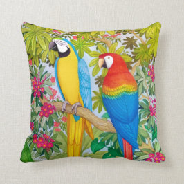 Cojín Decorativo El Macaw tropical de la acuarela repite