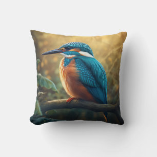 Cojín Decorativo El majestuoso Kingfisher: El vibrante arte de la n