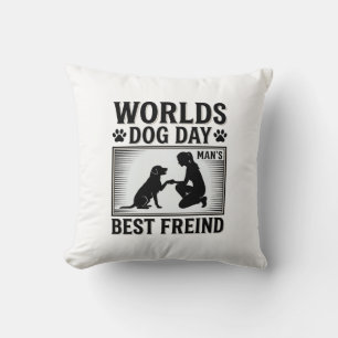 Cojín Decorativo El Mejor Amigo del Hombre Día del Perro Vintage
