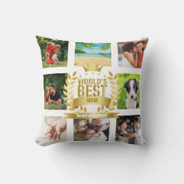 Cojín Decorativo El mejor Collage de fotos familiar de mamá del mun