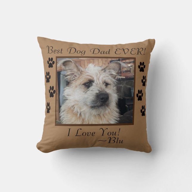 Cojín Decorativo El mejor padre del perro personalizado (Anverso)