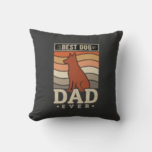 Cojín Decorativo El Mejor Papá de Perro Retro Silueta