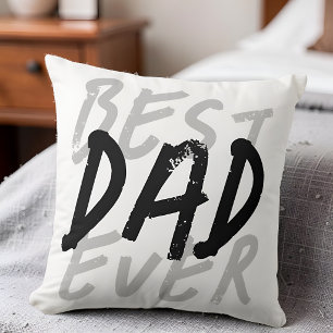 Cojín Decorativo El Mejor Papá del Mundo Moderno Grunge Negro y Gri