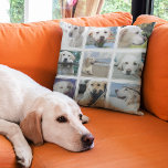 Cojín Decorativo El mejor perro del Collage de fotos moderno<br><div class="desc">¡Todos piensan que tienen al mejor perro de la historia! Qué genial es esta almohada moderna de collage de fotos, que incluye 9 fotos cuadradas de tu casa en la parte delantera con una tira de papel tierno, su nombre y texto 'MEJOR PERRO DE LA HISTORIA' al revés. El fondo...</div>