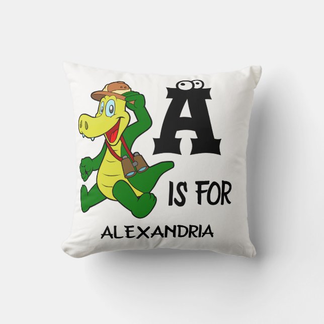 Cojín Decorativo El monograma A del personalizado es para el reptil (Anverso)