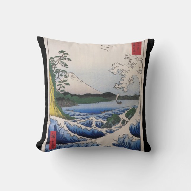 Cojín Decorativo El monte Fuji vio del agua circa 1800's (Anverso)