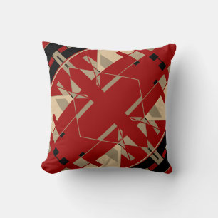 Cojín Decorativo El negro beige rojo oscuro y el suroeste del arte