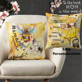 Cojín Decorativo El nombre de los hijos de Mama Bee-Mama