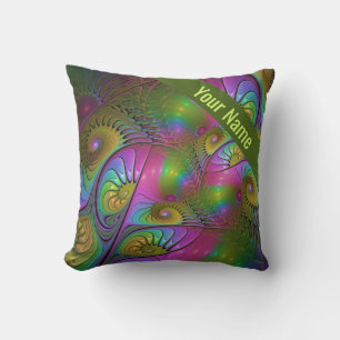 Cojín Decorativo El Nombre Fractal Abstracto Trippy Luminoso Colori