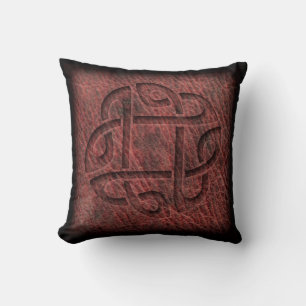 Cojín Decorativo El nudo céltico rojo grabó en relieve en el cuer