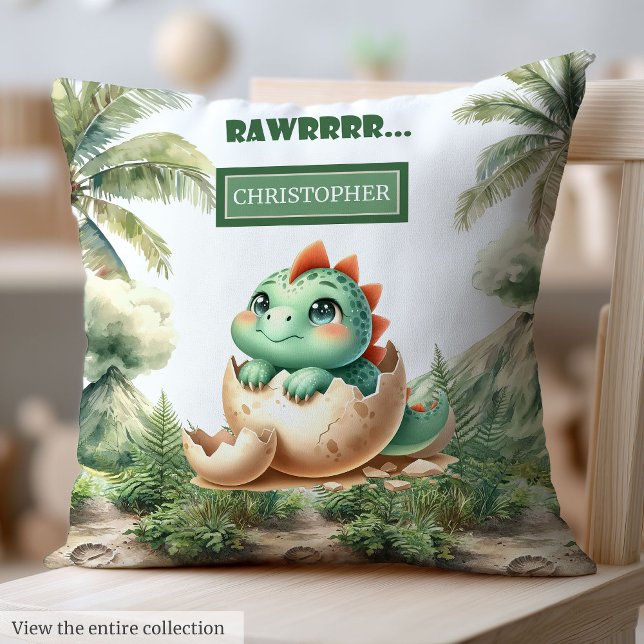 Cojín Decorativo El odio único pronto de los bebés dinosaurios pers (Unique Hatching Soon Baby Dinosaur Personalized Throw Pillow)