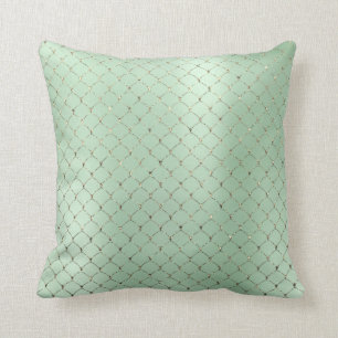 Cojín Decorativo El oro de verde menta del art déco escala la