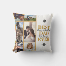 Cojín Decorativo El oro moderno mejor Collage de fotos de papá