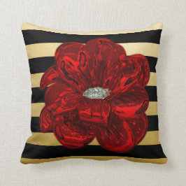 Cojín Decorativo El oro negro único elegante floreció tiro del rosa