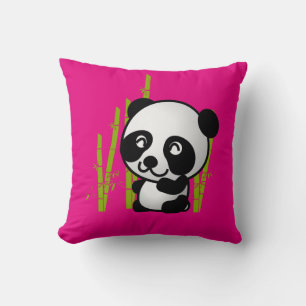 Cojín Decorativo El oso blanco y negro de panda en un bosque de bam