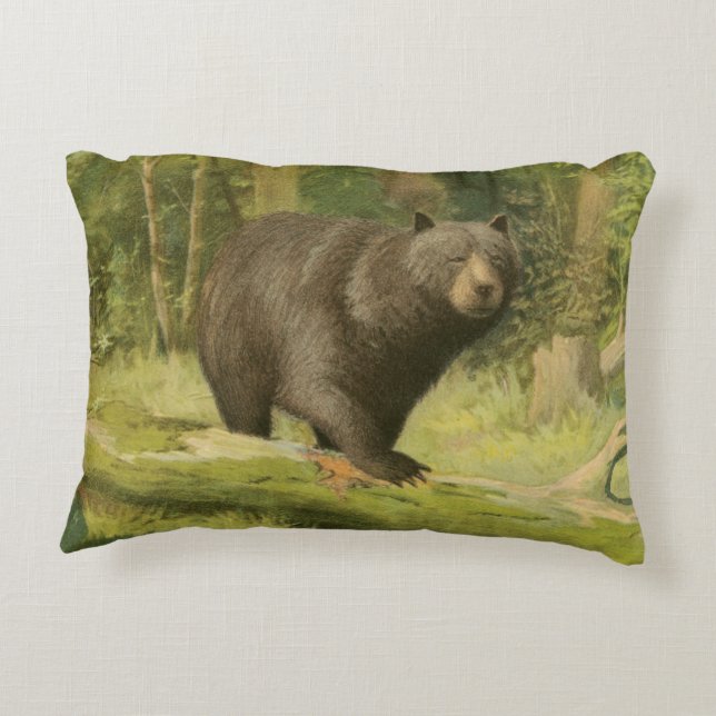 Cojín Decorativo El oso negro pisando un tronco de árbol (Reverso)