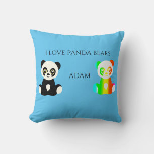 Cojín Decorativo El oso panda tiene un nombre personalizado lanzar