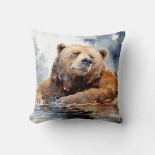 Cojín Decorativo El oso pardo relaja la diversión de los animales