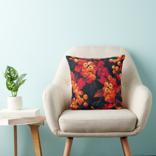 Cojín Decorativo El otoño de Berries deja tierra texturada neutral