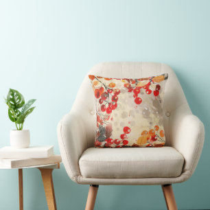 Cojín Decorativo El otoño de Berries deja tierra texturada neutral