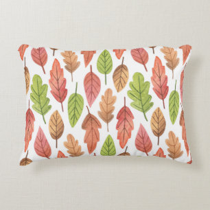 Cojín Decorativo El otoño deja la acuarela: patrón de la naturaleza