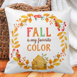 Cojín Decorativo El otoño es mi color favorito Hojas de otoño Bayas