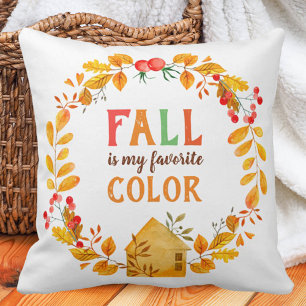 Cojín Decorativo El otoño es mi color favorito Hojas de otoño Bayas