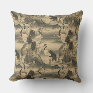 Cojín Decorativo El paisaje de los pájaros de Chinoiserie Crane