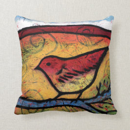 Cojín Decorativo El pájaro rojo oyó desierto la llamada
