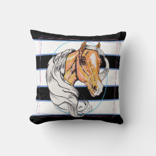 Cojín Decorativo El Palomino (franjas negras, azules y blancas)