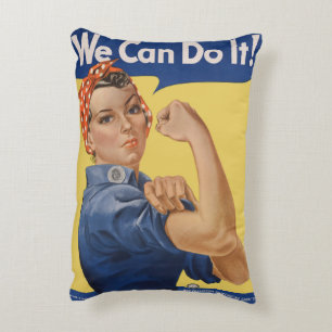 Cojín Decorativo El patriótico vintage Rosie the Riveter, ¡Podemos