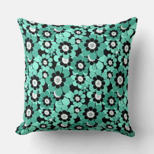 Cojín Decorativo El patrón verde de margaritas retro es sencillo