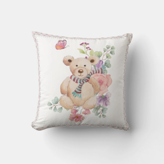 Cojín Decorativo El peluche con flores (Anverso)